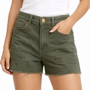 Nili Lotan Military Olive Frayed-Hem Cotton Shorts women’s size 6